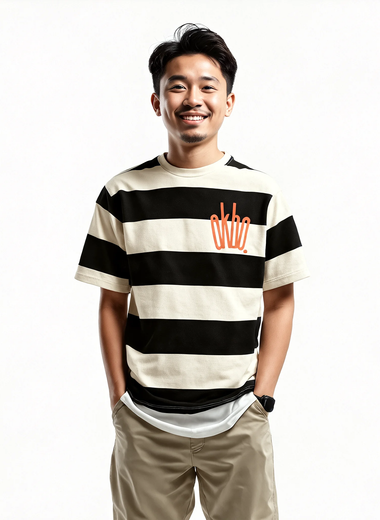 Striped Minute Elongated AKBO Loose Fit Tee