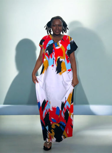 AKBO Cascaded Painting Boubou Dress