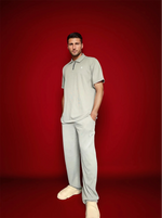 AKBO Plus size male's short sleeve zip up