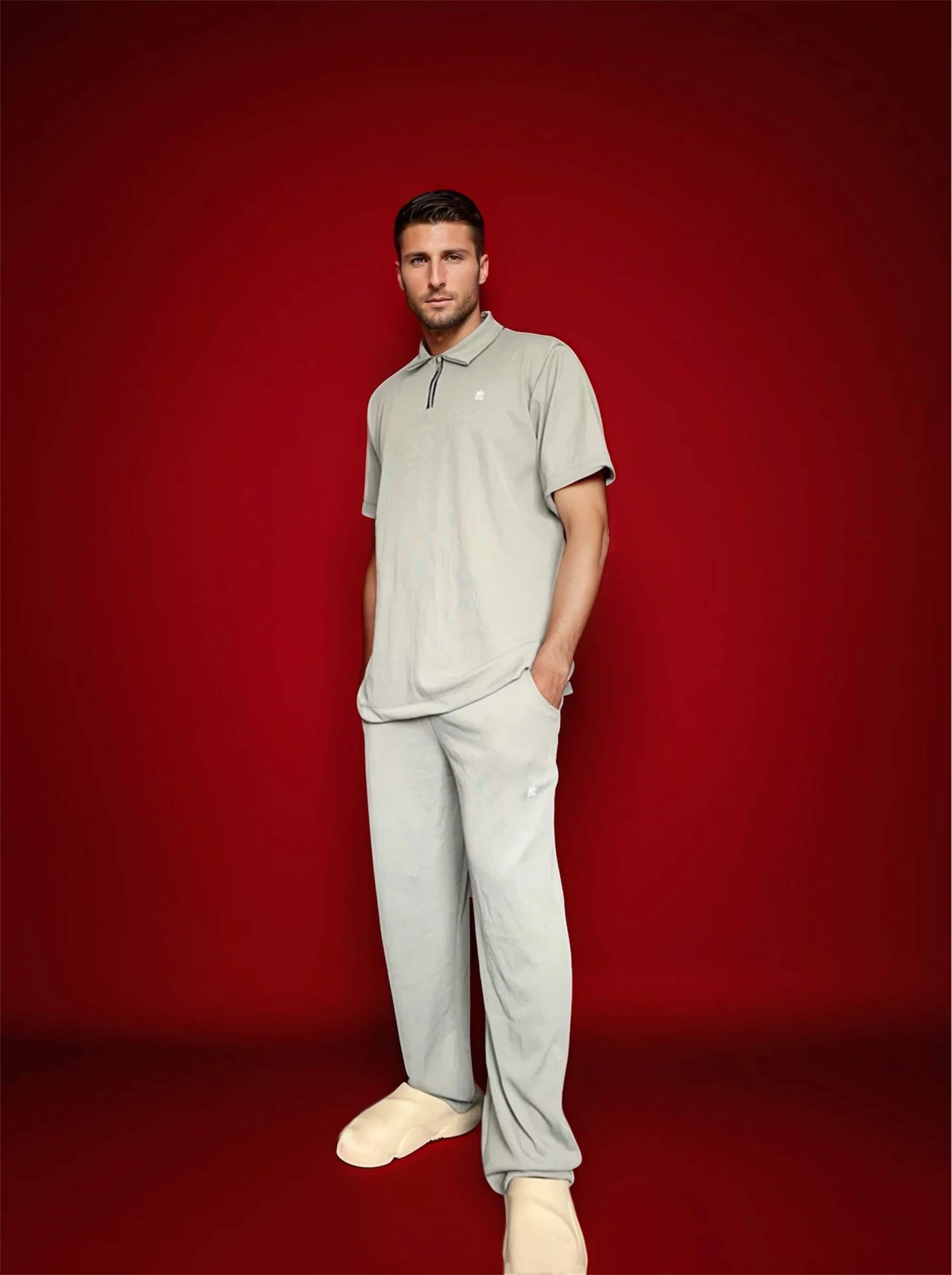 AKBO Plus size Men's short sleeve zip up-3