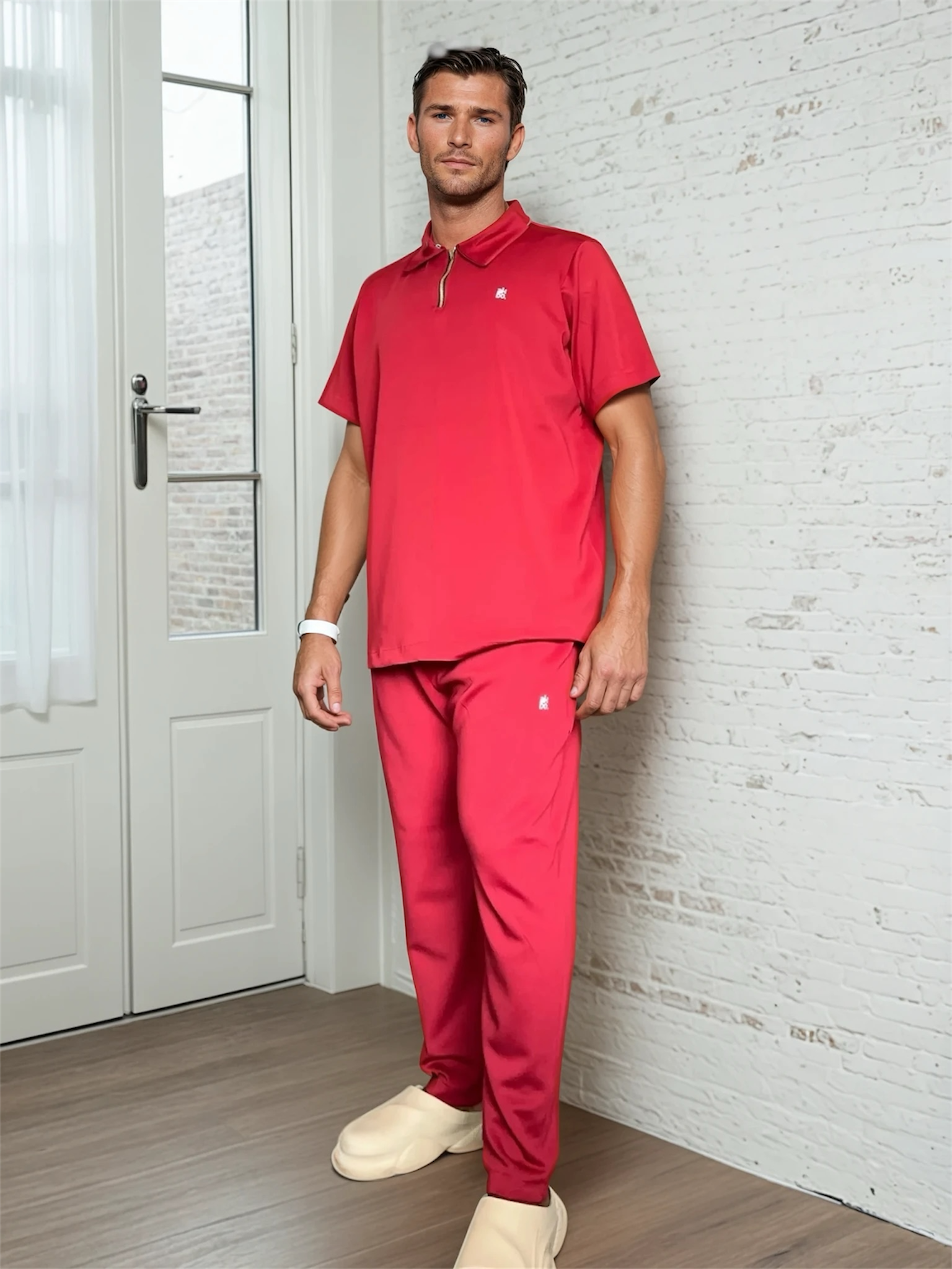 AKBO Plus size Men's short sleeve zip up-4