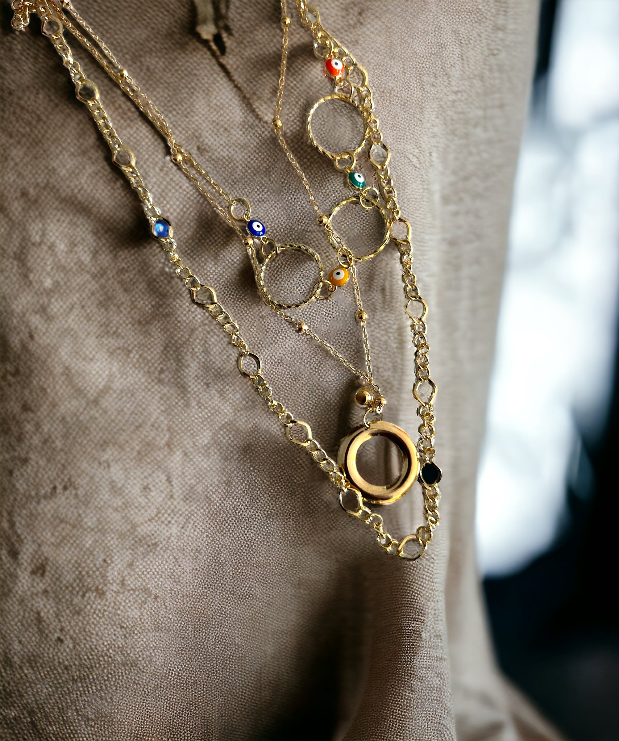 Evil Eye minimalist 3 Layer Jewelry Garb Accessary-4
