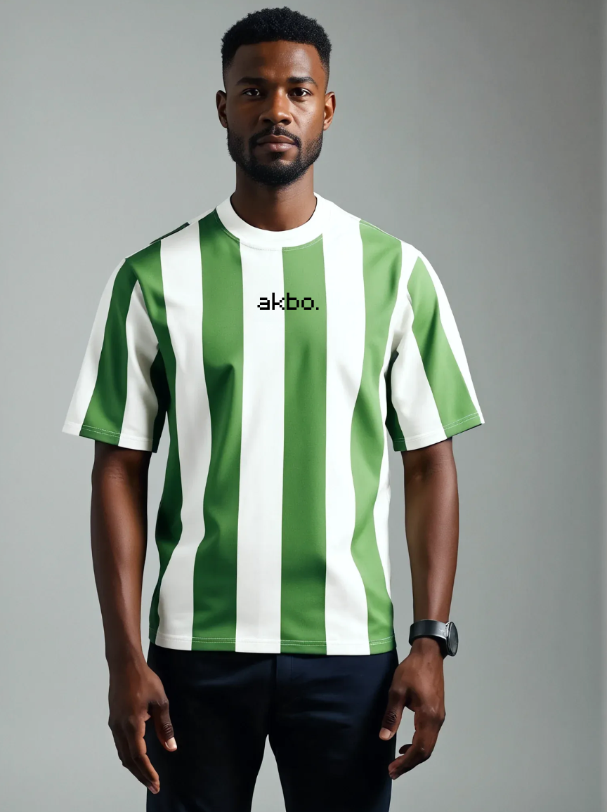 AKBO Men's Parallel Stripes Loose Fit Tee