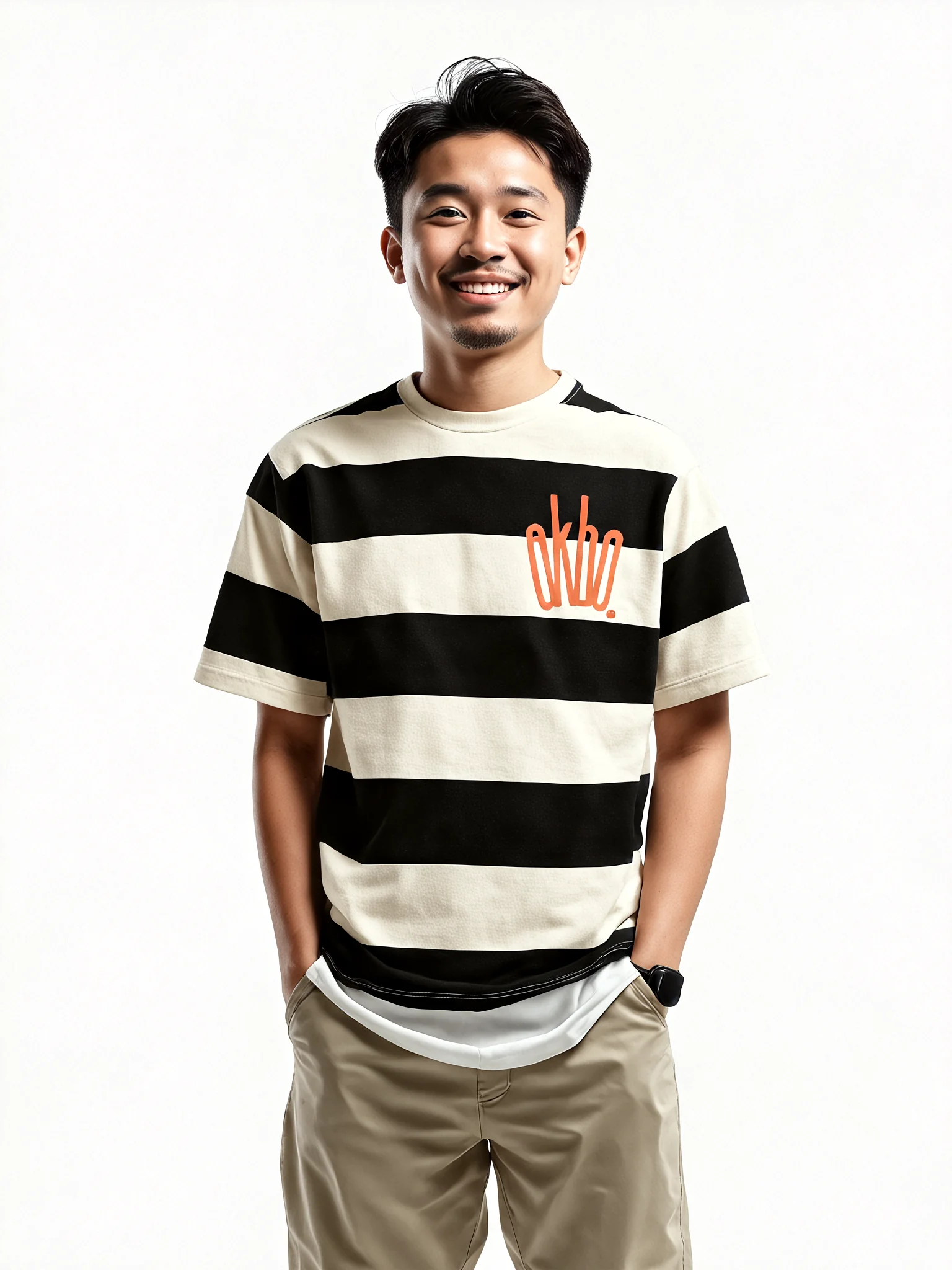 Striped Minute Elongated AKBO Men's Loose Fit Tee