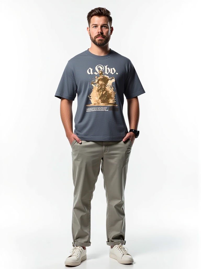 AKBO Men's Barcoded Loose Fit Tee-4