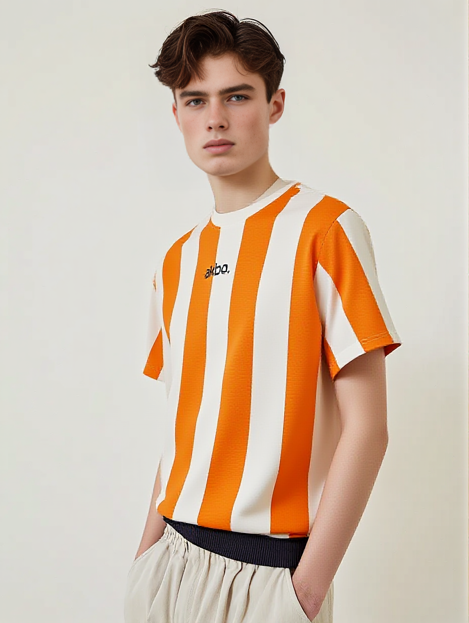 AKBO Men's Parallel Stripes Loose Fit Tee-3