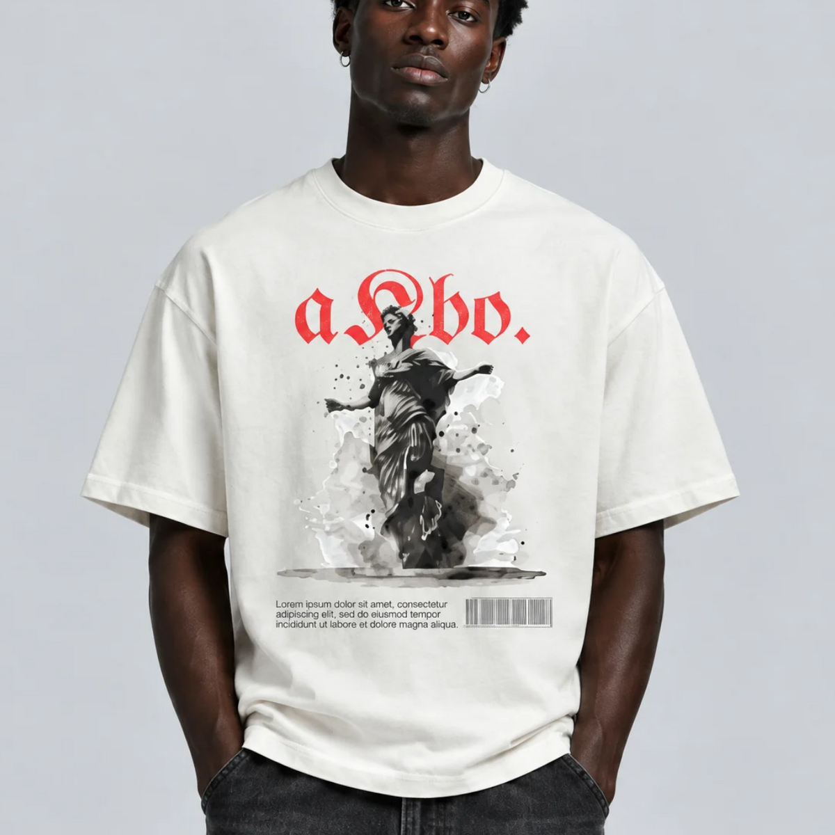 AKBO Men's Barcoded Loose Fit Tee