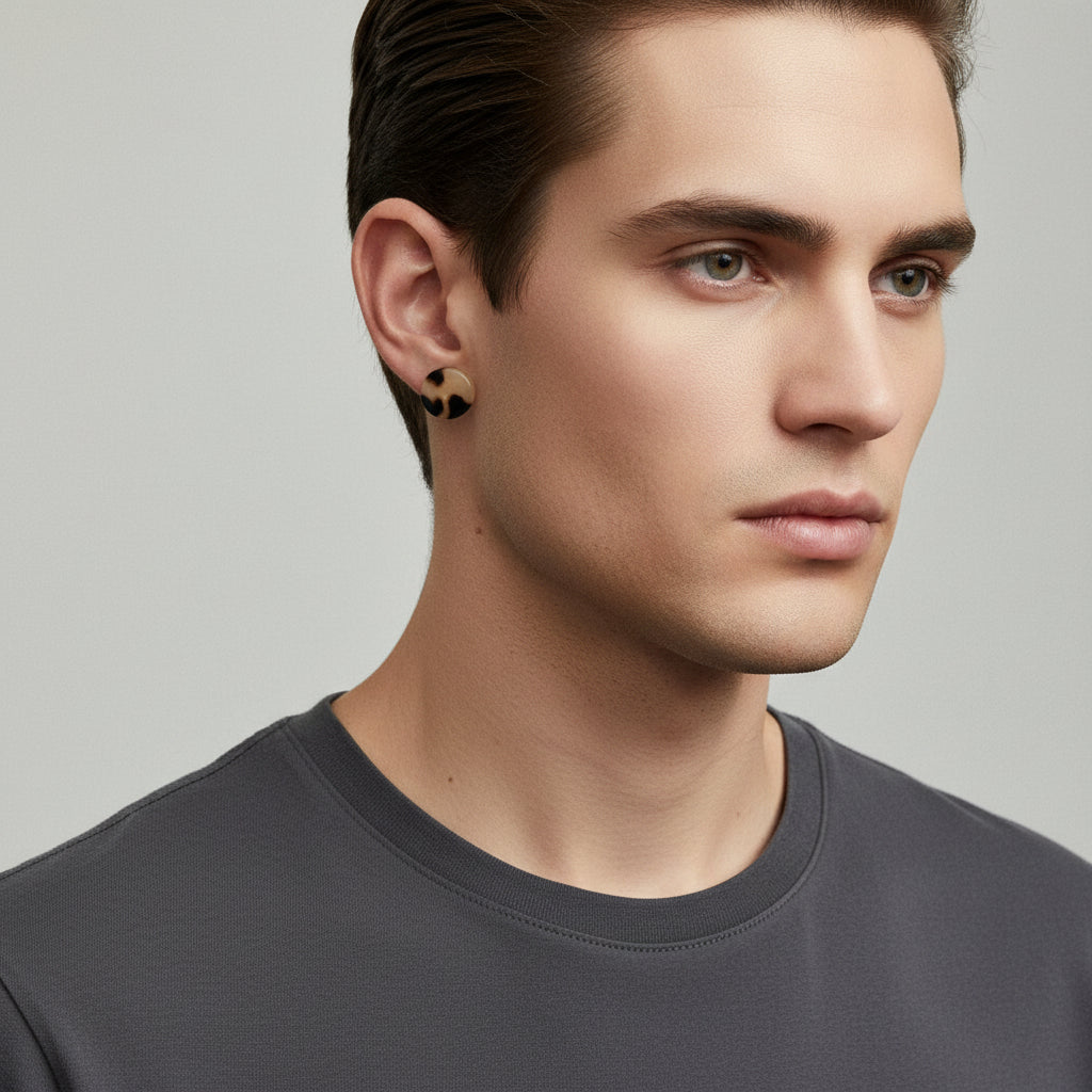 Mammoth Fossil Stud Men's Accessary Jewelry