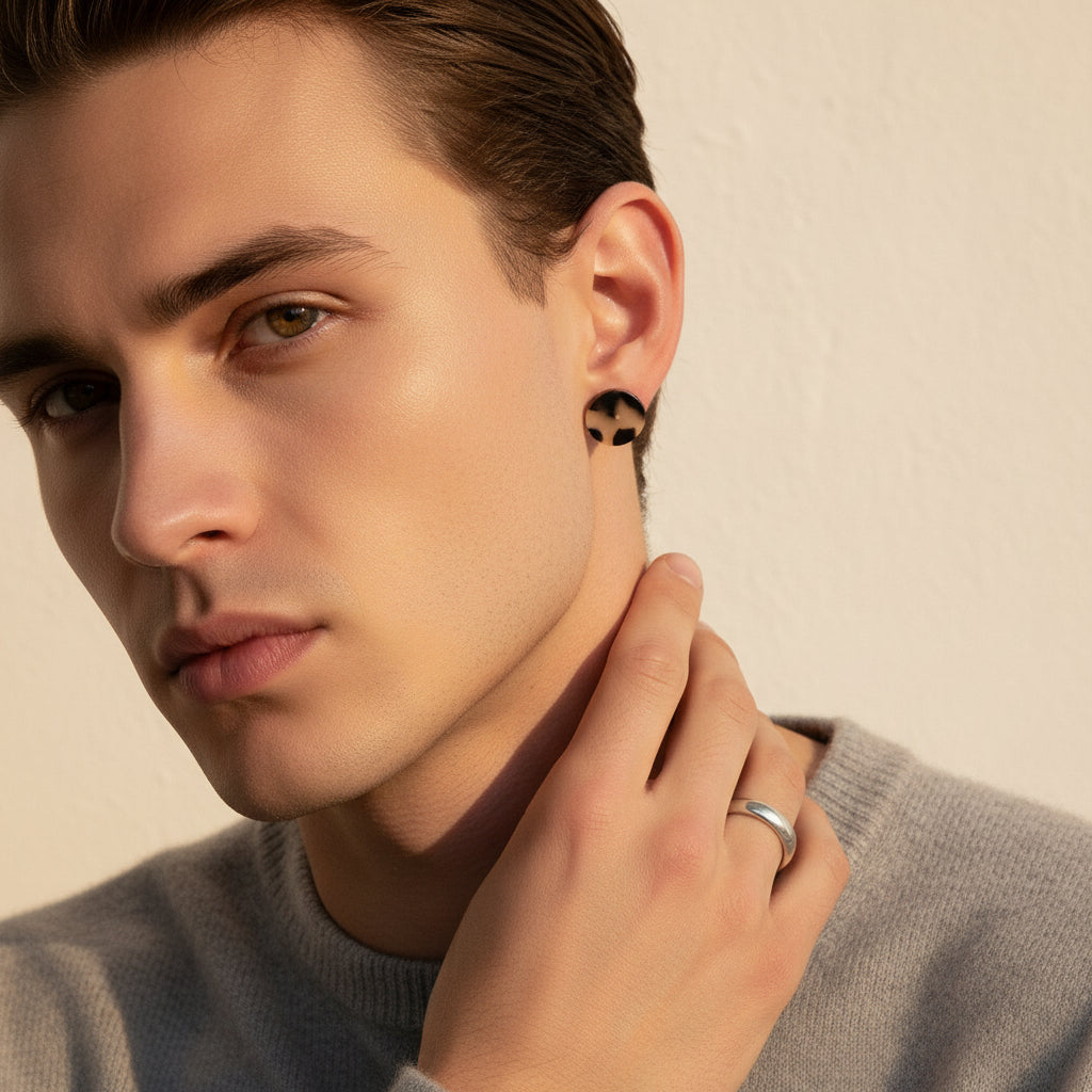 Mammoth Fossil Stud Men's Accessary Jewelry