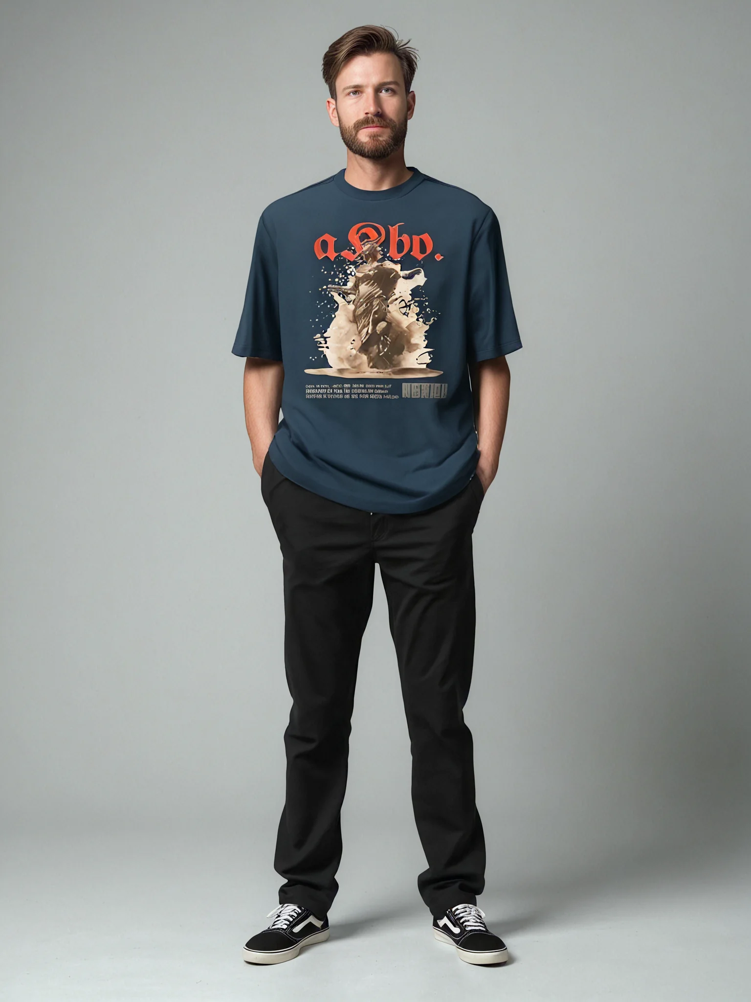 AKBO Men's Barcoded Loose Fit Tee