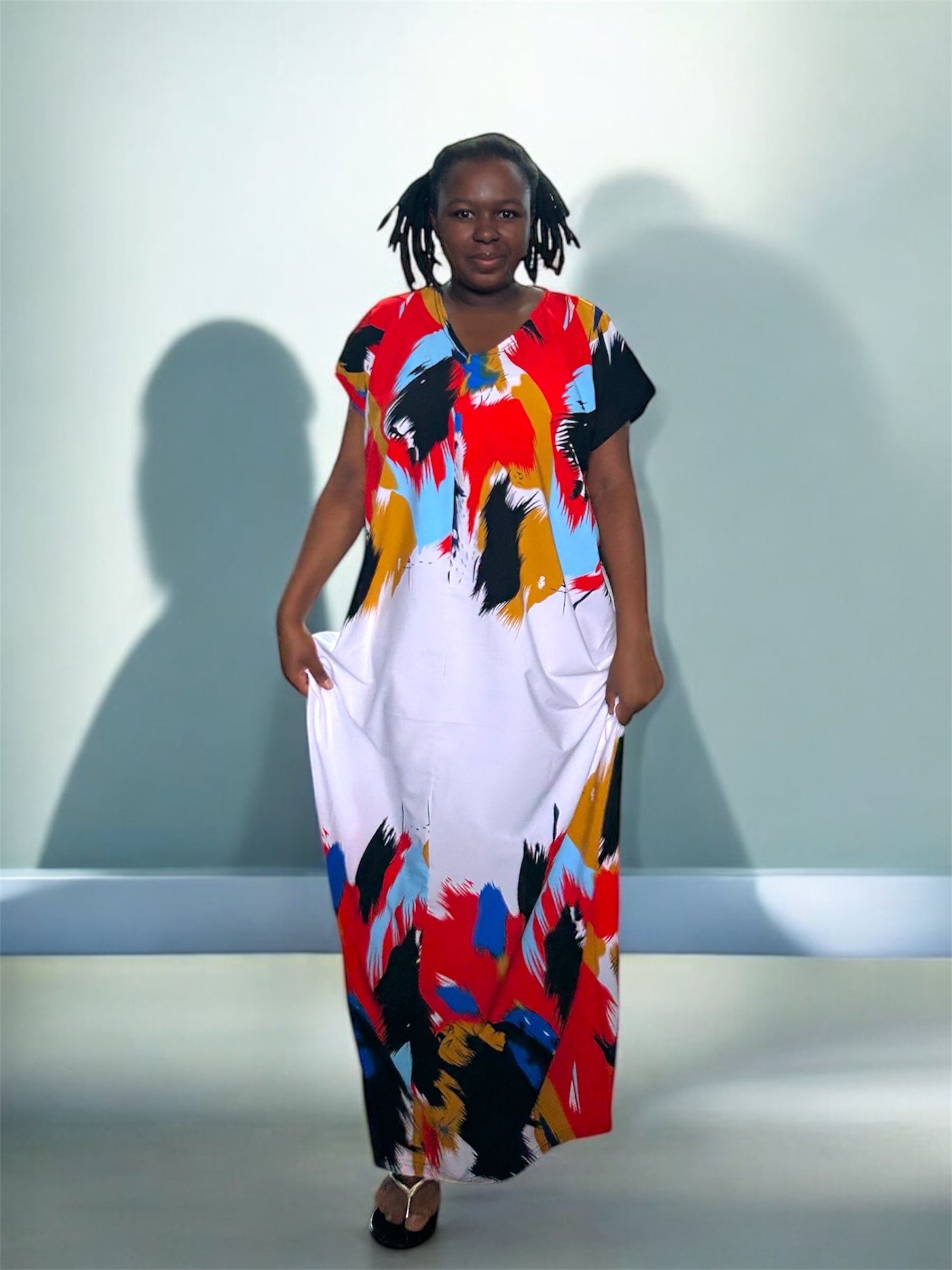 AKBO Garb Cascaded Painting Boubou Dress