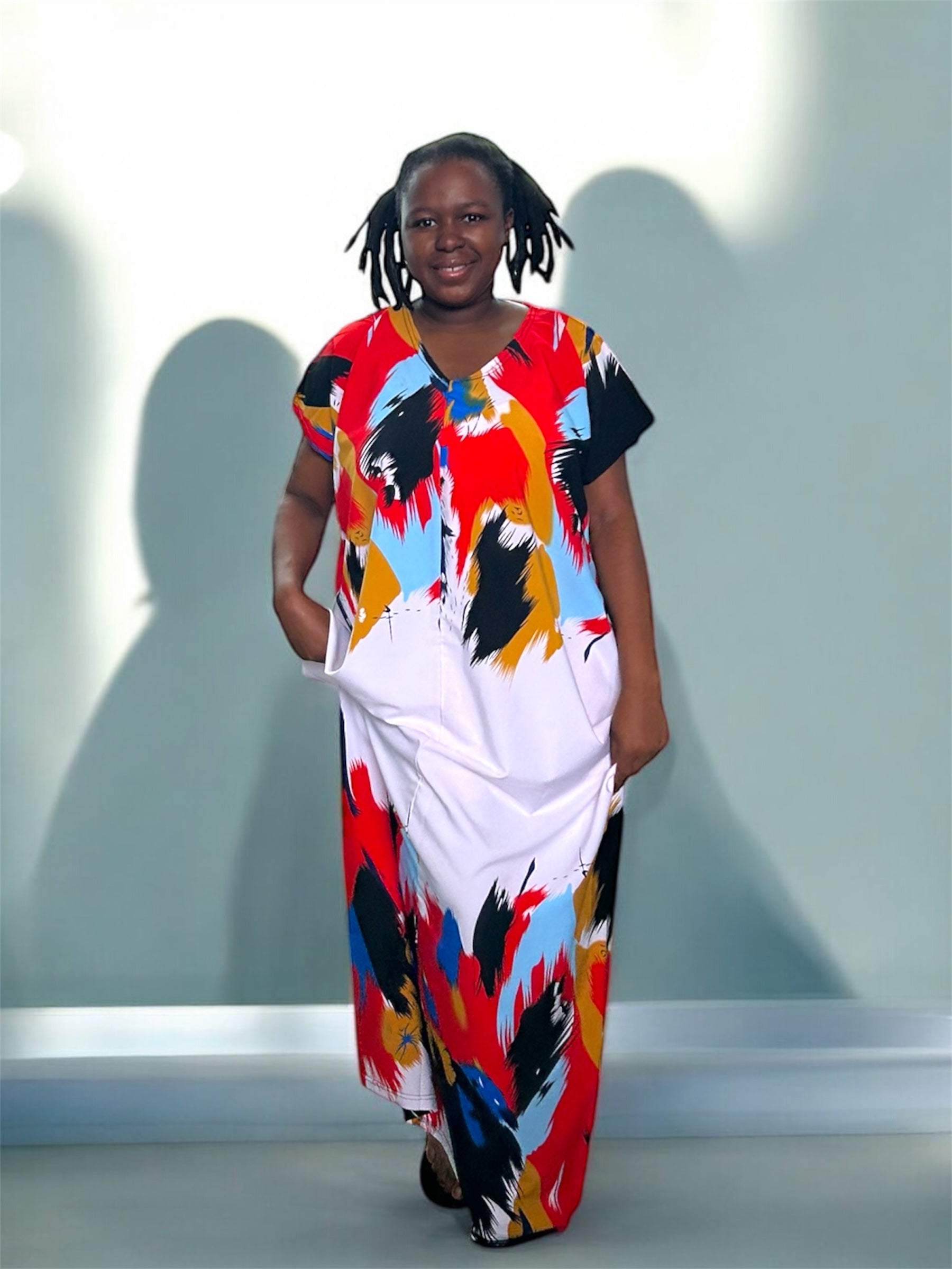 AKBO Garb Cascaded Painting Boubou Dress-3