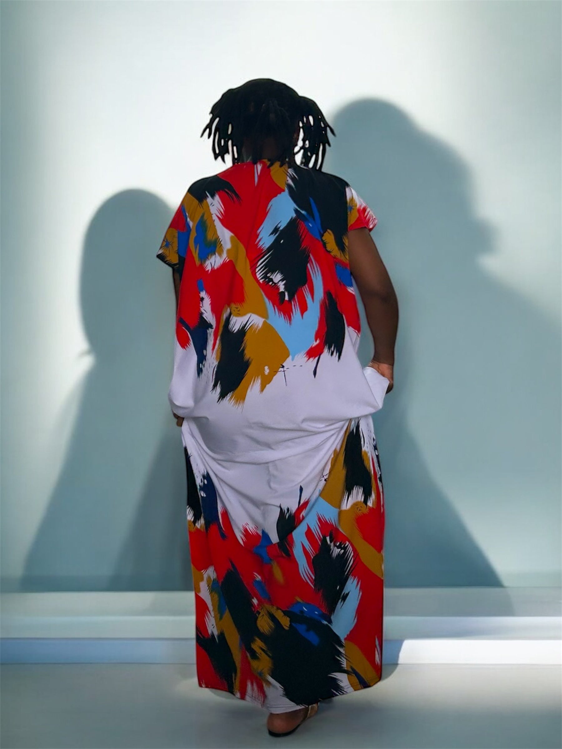 AKBO Garb Cascaded Painting Boubou Dress