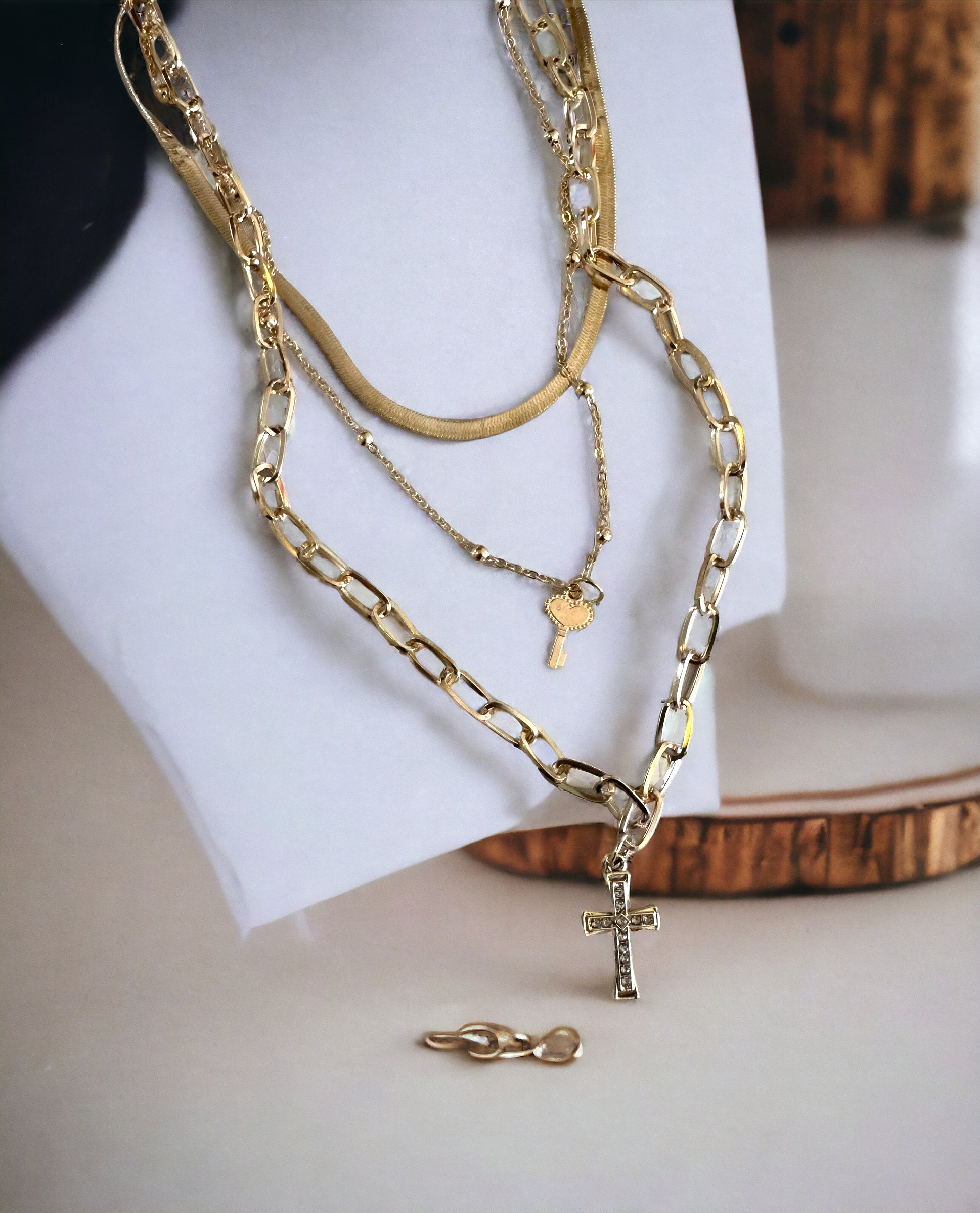 AKBO Key And Cross Layered Jewelry Garb Accessary-4