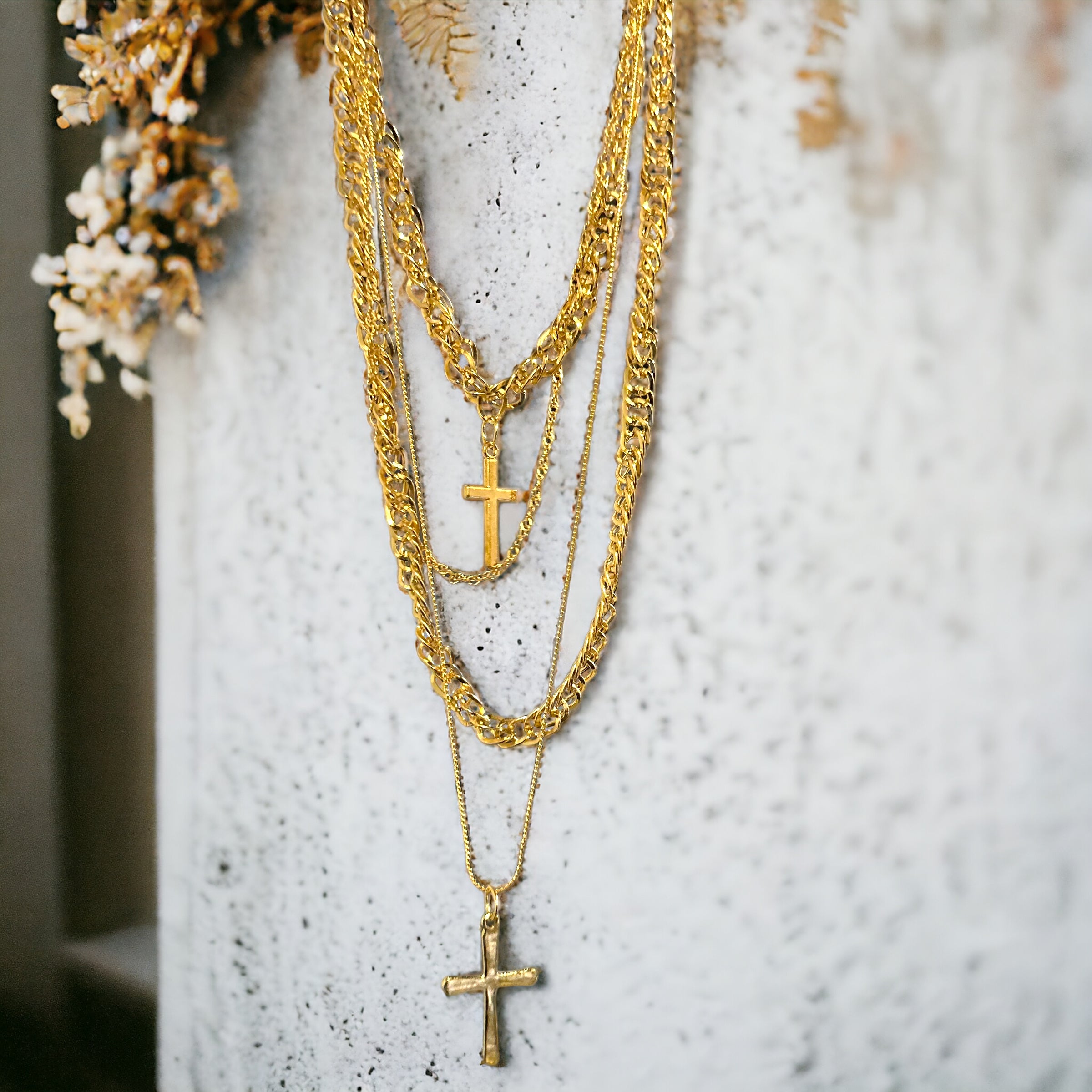 Double Crucifix Layered Jewelry Garb Accessary-3