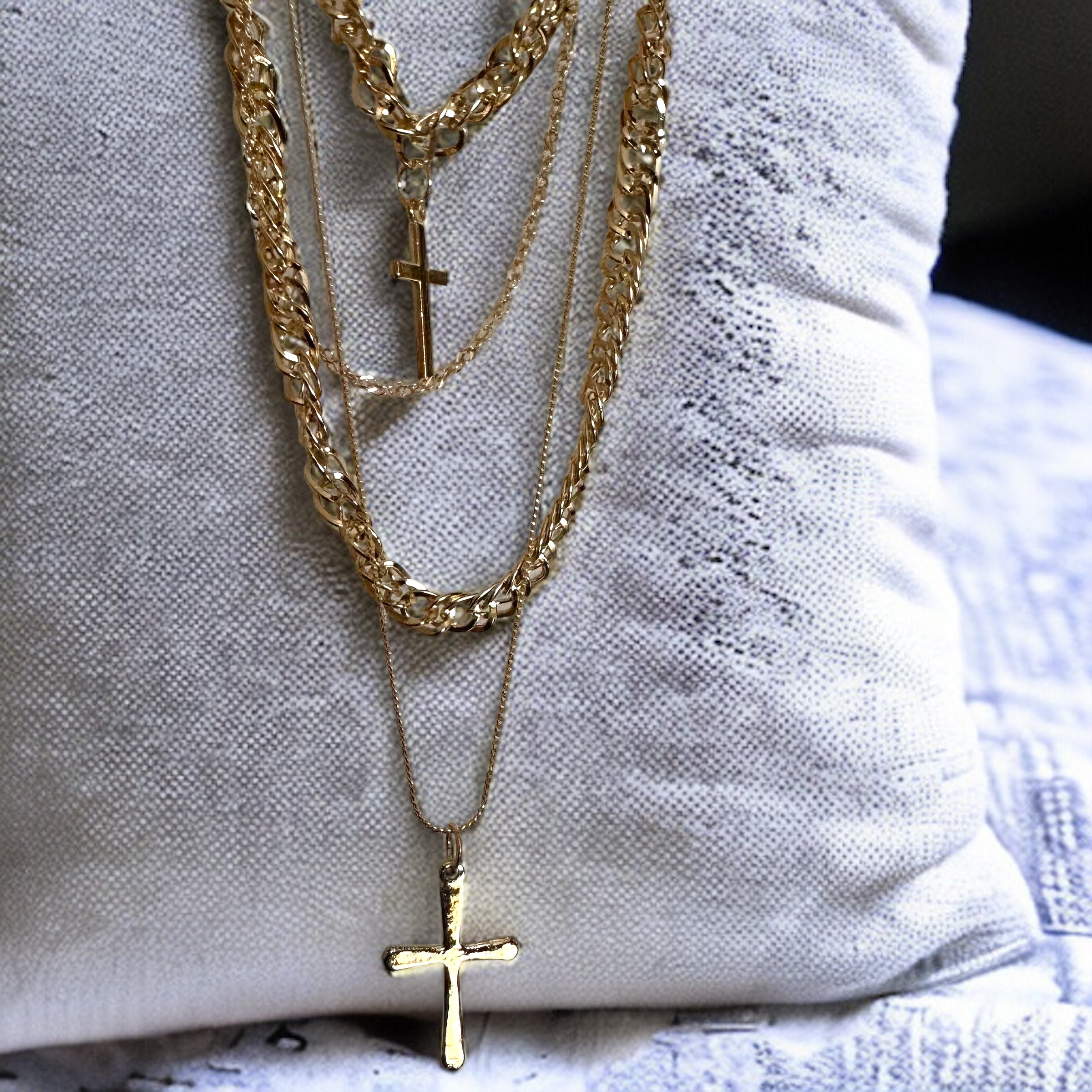 Double Crucifix Layered Jewelry Garb Accessary-6