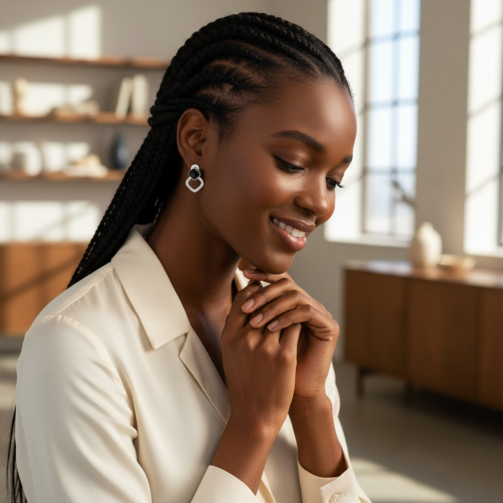 AKBO Black Rock Garb Accessary Earrings Jewelry-4