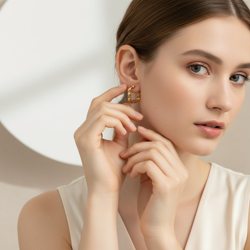 Semi Square Dimpled Jewelry Garb Accessary