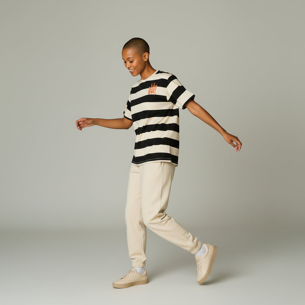 Striped Minute Elongated AKBO Men's Loose Fit Tee