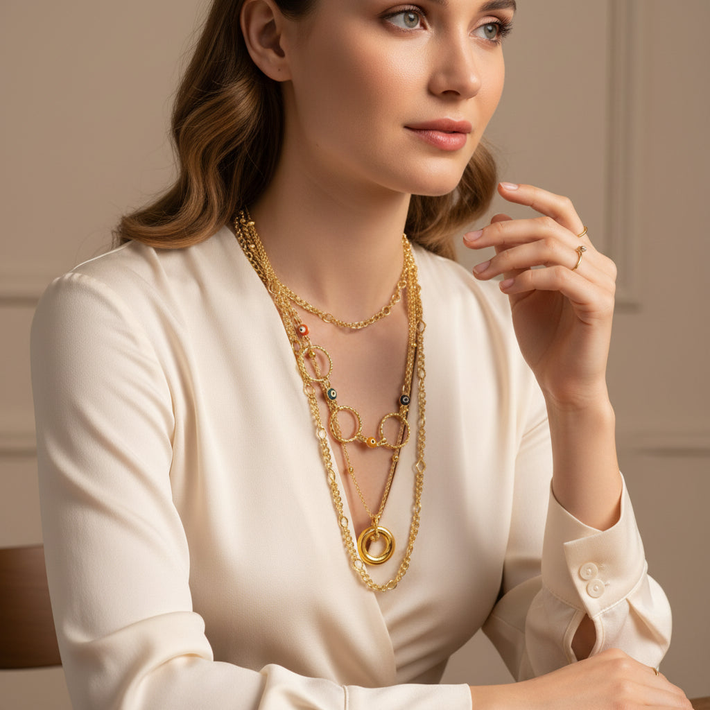 Evil Eye minimalist 3 Layer Jewelry Garb Accessary