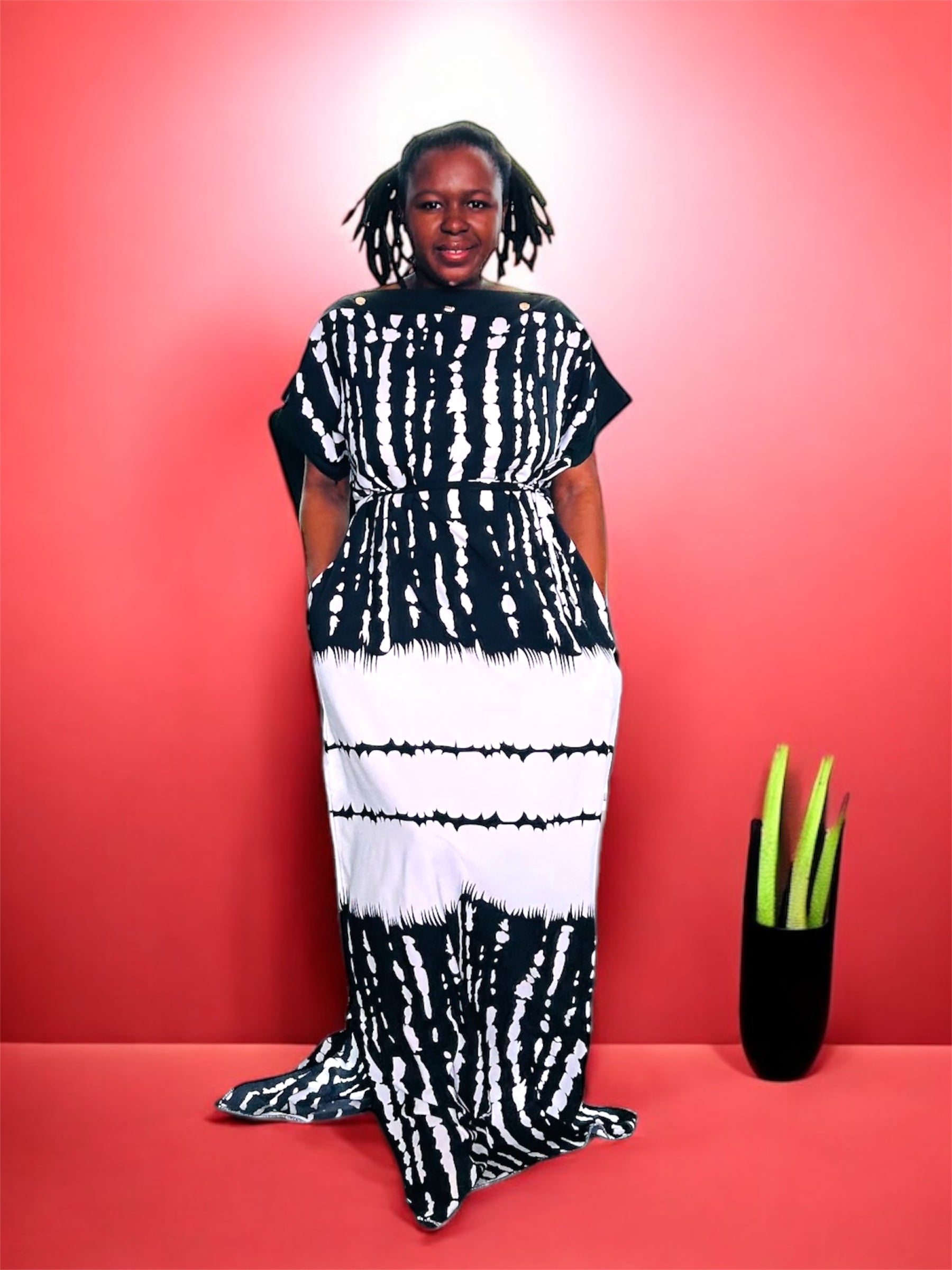 Akimbo n Bob Matrix Garb Glitch Boubou Dress-1