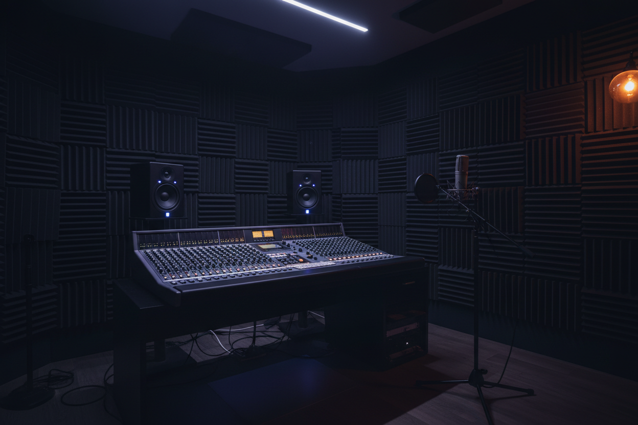 music studio section with dark effect 