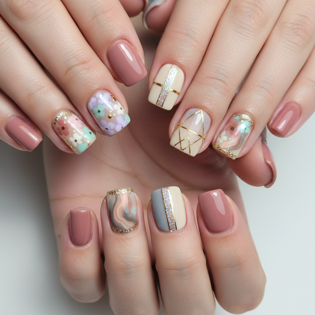 Short Nails with design