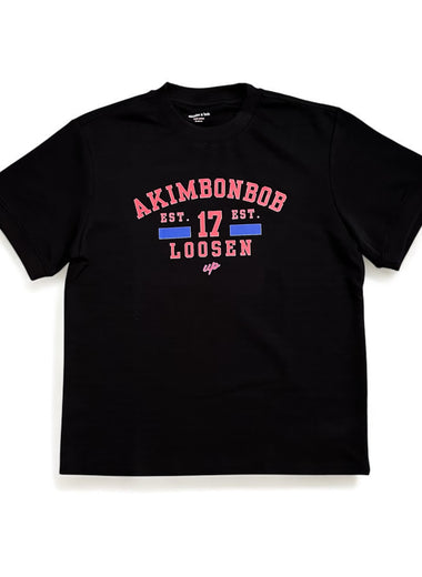 akimbo n bob varsity tee