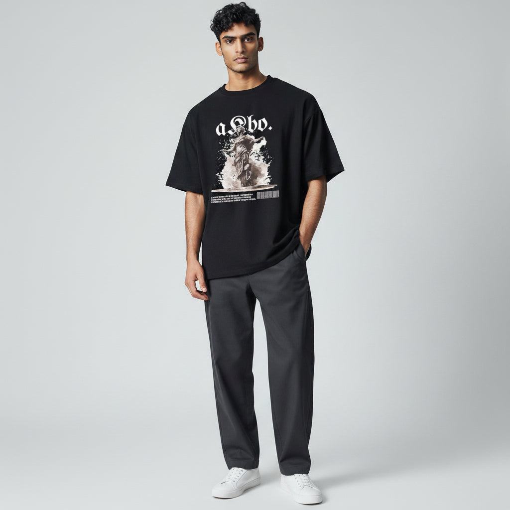 AKBO Men's Barcoded Loose Fit Tee