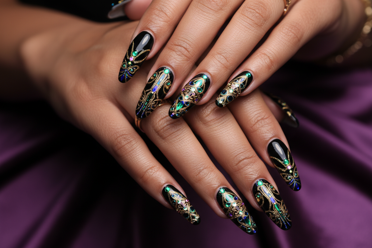 xtra long nails with design