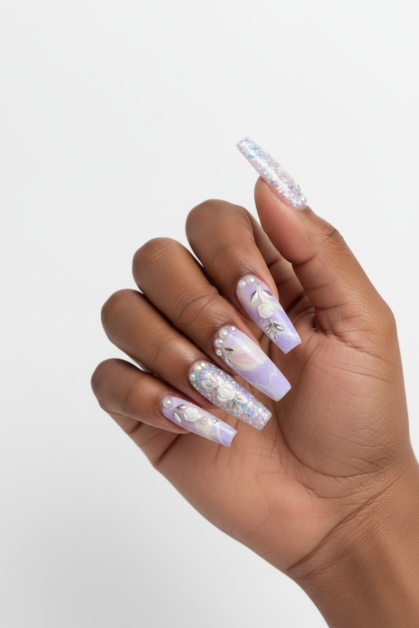 xtra long nails with design